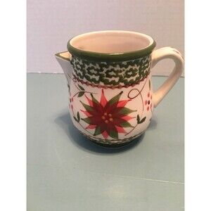 Old World  by Temp-Tations Presentable Ovenware Creamer  Flowers 3.5" Green
